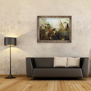 Tablou inramat - Nicolas Antoine Taunay - Eroismul echipajului Le Vengeur du Peuple in batalia de la Ouessant, 60 x 80 cm - Img 2