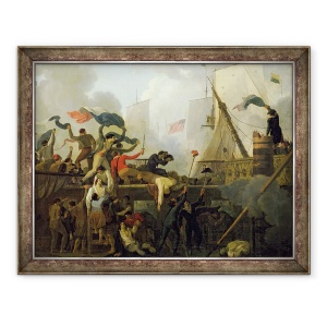 Tablou inramat - Nicolas Antoine Taunay - Eroismul echipajului Le Vengeur du Peuple in batalia de la Ouessant, 70 x 90 cm