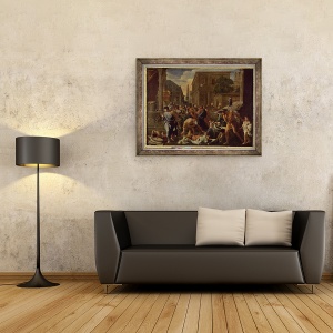 Tablou inramat - Nicolas Poussin - Ciuma Ashdodului, sau Filistenii loviti de ciuma, 60 x 80 cm - Img 2