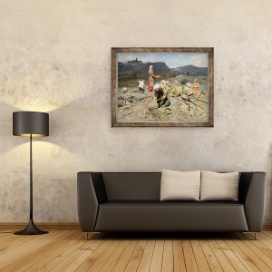 Tablou inramat - Nikolaj Alekseevich Kasatkin - Oameni saraci care aduna carbune la o mina epuizata, 60 x 80 cm - Img 2