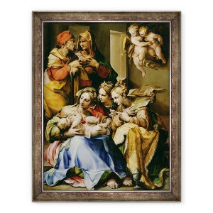 Tablou inramat - Nosadella - Sfanta Familie cu Sfintii Anne, Ecaterina de Alexandria si Maria Magdalena, 70 x 90 cm