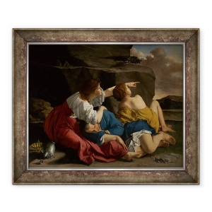 Tablou inramat - Orazio Gentileschi - Lot si fiicele sale, 50 x 60 cm