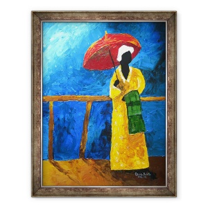 Tablou inramat - Patricia Brintle - carouri verde pe faleza, 2008, 60 x 80 cm