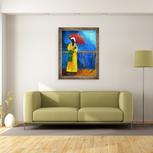 Tablou inramat - Patricia Brintle - carouri verde pe faleza, 2008, 70 x 90 cm - Img 2