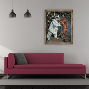 Tablou inramat - Paul Cezanne - Pierrot si arlechin Mardi Gras, 50 x 60 cm - Img 2