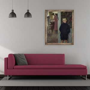 Tablou inramat - Paul Mathey - Interior cu femei si un copil, 50 x 60 cm - Img 2