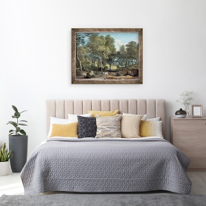 Tablou inramat - Paul Sandby - Padurea Windsor cu lemn de tragere de boi, 70 x 90 cm - Img 3
