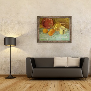 Tablou inramat - Paul Serusier - Natura moarta cu fructe si un ulcior sau sincronizare in galben, 60 x 80 cm - Img 2