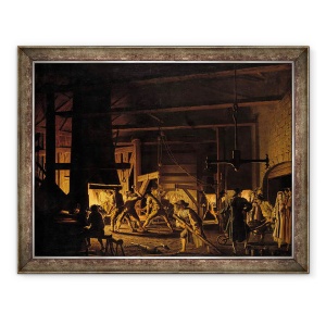 Tablou inramat - Pehr Hillestrom - in Anchor-Forge la Soderfors. Fierarii din greu la locul de munca, 60 x 80 cm