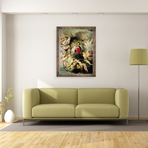 Tablou inramat - Peter Paul Rubens - Fecioara si Pruncul inconjurat de Sfintii Inocentii sau, Fecioara cu ingeri, 60 x 80 cm - Img 2