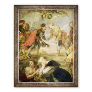 Tablou inramat - Peter Paul Rubens - intalnirea lui Ferdinand al II-lea 1578-1637 si a fiului sau Cardinalul Infante Ferdinand inainte de batalia de la Nordlingen in 1634, 70 x 90 cm