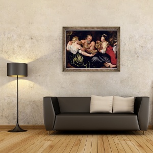 Tablou inramat - Peter Paul Rubens - Lot si fiicele sale, 60 x 80 cm - Img 2