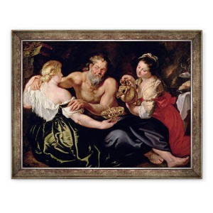 Tablou inramat - Peter Paul Rubens - Lot si fiicele sale, 70 x 90 cm