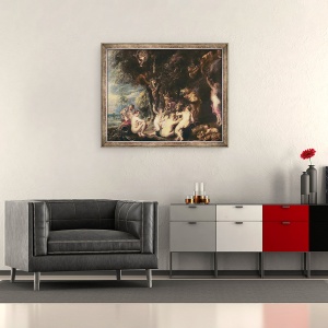 Tablou inramat - Peter Paul Rubens - Nimfe si satyri, 50 x 60 cm - Img 2