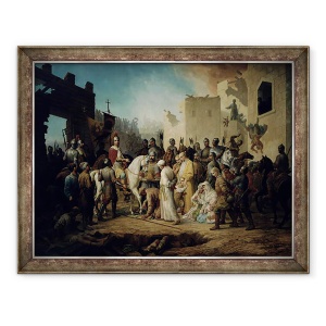 Tablou inramat - Petr Mikhailovich Shamshin - tarul Ivan al IV-lea cucerirea Kazanului in 1552, 70 x 90 cm