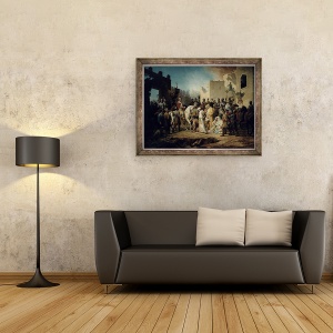 Tablou inramat - Petr Mikhailovich Shamshin - tarul Ivan al IV-lea cucerirea Kazanului in 1552, 70 x 90 cm - Img 2