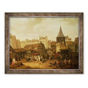 Tablou inramat - Philibert Louis Debucourt - Bucurandu-se la Les Halles pentru a sarbatori nasterea Delfinului Louis al Frantei 1781-89 21 ianuarie 1781, 60 x 80 cm