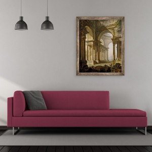 Tablou inramat - Pierre-Antoine Demachy - Templu in Ruine, 50 x 60 cm - Img 2