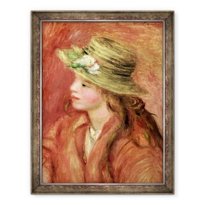 Tablou inramat - Pierre Auguste Renoir - Tanara fata intr-o palarie de paie, 60 x 80 cm