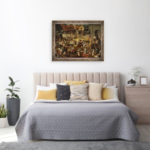 Tablou inramat - Pieter Bruegel the Elder - Lupta intre carnaval si Postul Mare, 70 x 90 cm - Img 3