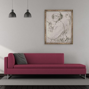 Tablou inramat - Pieter Bruegel the Elder - Pictorul si iubitorul de arta gravura, 50 x 60 cm - Img 2