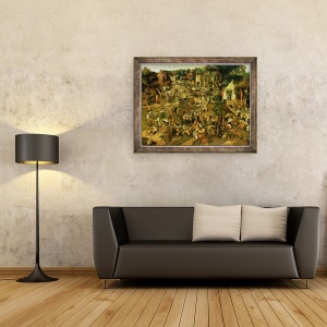 Tablou inramat - Pieter Brueghel the Younger - Targ cu prezentare teatrala, 60 x 80 cm - Img 2