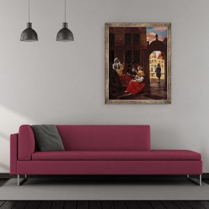 Tablou inramat - Pieter de Hooch - O petrecere muzicala, 70 x 85 cm - Img 2