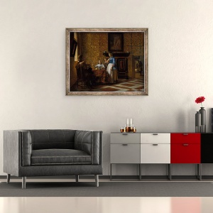 Tablou inramat - Pieter de Hooch - Timp liber intr-un cadru elegant, 50 x 60 cm - Img 2
