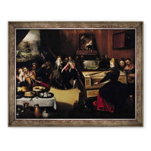 Tablou inramat - Pieter Jansz Pourbus - Fiul risipitor cu curtezane sau, 70 x 90 cm