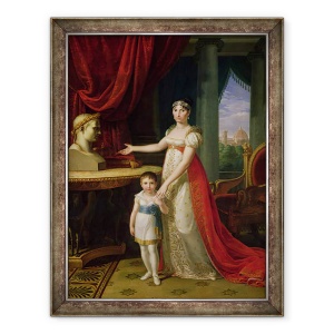 Tablou inramat - Pietro Benvenuti - Elisa Bonaparte 1777-1820 Mare Ducesa de Toscana si fiica ei Napoleone-Elisa, 70 x 90 cm