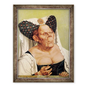 Tablou inramat - Quentin Massys - O batrana grotesc, posibil printesa Margareta de Tirol, 70 x 90 cm