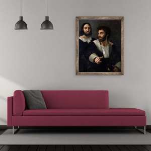Tablou inramat - Raphael - Autoportret cu un prieten, 70 x 85 cm - Img 2