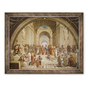 Tablou inramat - Raphael - scoala din Atena, de la Stanza della Segnatura, 60 x 80 cm