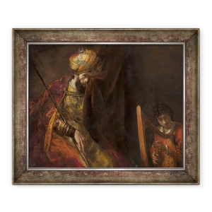 Tablou inramat - Rembrandt Harmensz van Rijn - David canta la harpa inaintea lui Saul, 50 x 60 cm