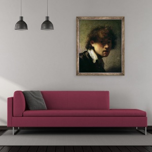 Tablou inramat - Rembrandt Harmensz van Rijn - sef al unui tanar sau autoportret, 50 x 60 cm - Img 2