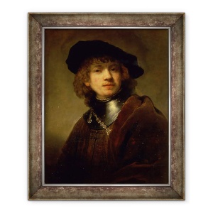 Tablou inramat - Rembrandt Harmensz van Rijn - Tronie a unui tanar cu Gorget si Beret, 50 x 60 cm