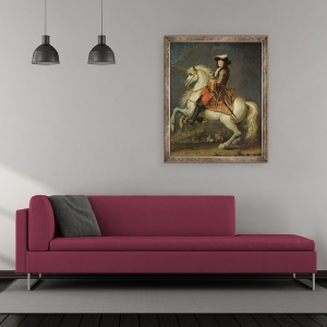 Tablou inramat - Rene Antoine Houasse - Portret ecvestru De Ludovic al XIV-lea 1638-1715, 50 x 60 cm - Img 2