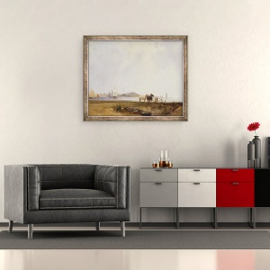 Tablou inramat - Richard Parkes Bonington - Peisaj langa Quilleboeuf, Franta, 70 x 85 cm - Img 2