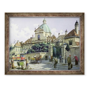 Tablou inramat - Richard Pokorny - Sub Palatul Belvedere din Viena, 70 x 90 cm
