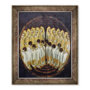 Tablou inramat - Ridolfo di Arpo Guariento - ingeri asezati cu orbs in mainile lor, 50 x 60 cm