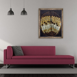 Tablou inramat - Ridolfo di Arpo Guariento - ingeri asezati cu orbs in mainile lor, 50 x 60 cm - Img 2