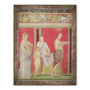 Tablou inramat - Roman - Catehismul cu o tanara care citeste si initiaza o ofranda, Zidul de Nord, Oecus 5, 70 x 90 cm