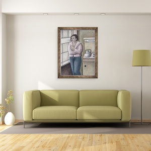 Tablou inramat - Ruth Addinall - Femeie Fumatul la fereastra, 70 x 90 cm - Img 2