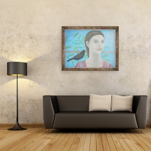 Tablou inramat - Ruth Addinall - O femeie si o mierla sunt una, 70 x 90 cm - Img 2