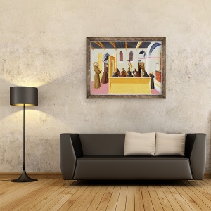 Tablou inramat - Sassetta - Damnarea sufletului Mizer de Citerna, panoul predella din polipticul San Francesco di Borgo San Sepolcro, 60 x 80 cm - Img 2