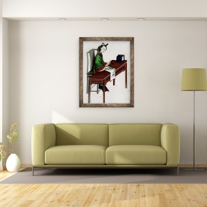 Tablou inramat - Scoala chineza - Ocupatiile unei doamne, pictura doamna pe tesatura, 60 x 80 cm - Img 2