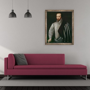 Tablou inramat - Scoala Engleza - Portretul lui Sir Walter Raleigh 1554-1618 1588, 50 x 60 cm - Img 2
