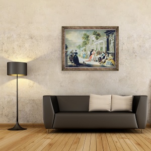 Tablou inramat - Scoala flamanda - Scena de gradina generica, 60 x 80 cm - Img 2