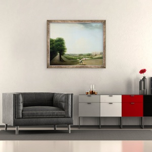 Tablou inramat - Scoala Franceza - Constructia locului Ludovic al XV-lea din Gradina Hotel de Resnel, 50 x 60 cm - Img 2