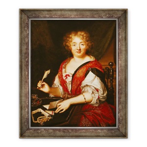 Tablou inramat - Scoala Franceza - Portret De Madame De Sevigne Scrierea, 50 x 60 cm